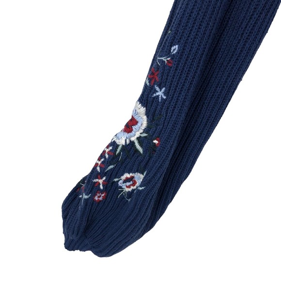 Lucky Brand Ribbed Knit Sweater w/Floral Embroidery, Puff Sleeves SZ S - Picture 4 of 7